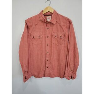 Levis‎ Mens Modern Western Snap Button Shirt Terracotta Red Cotton Large